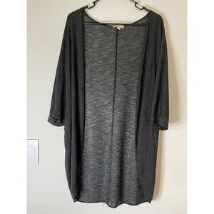 Gray Open Front Cardigan